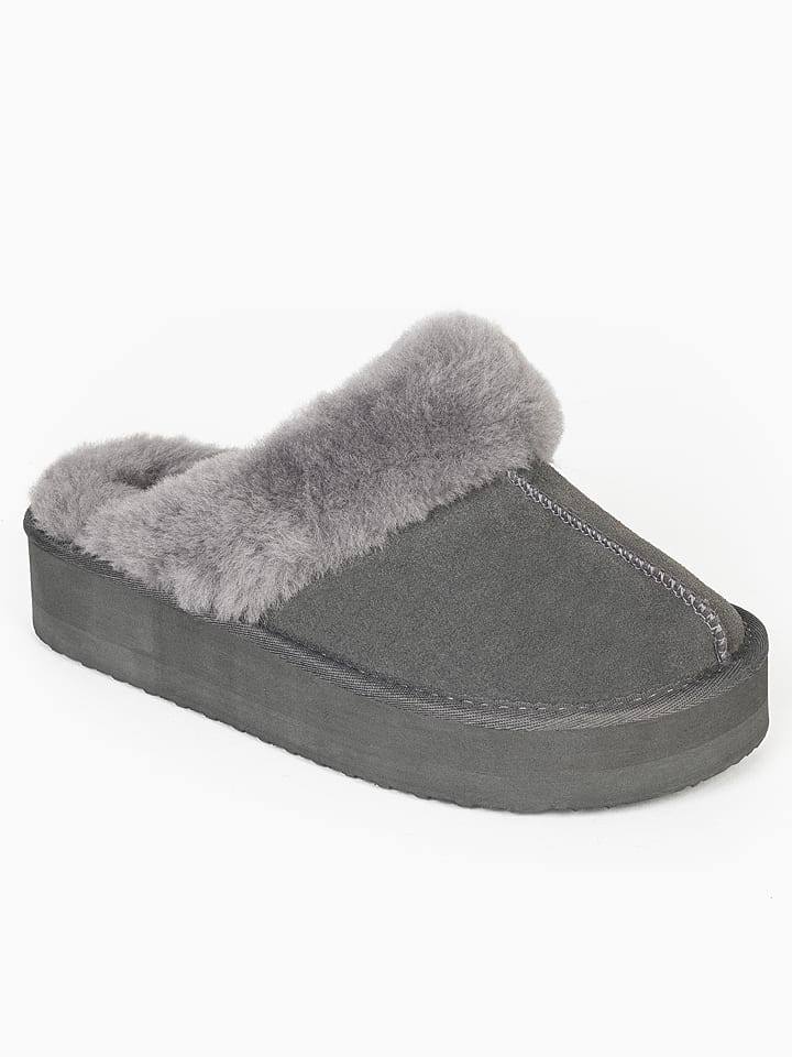 Gooce Wełniane kapcie "Emeline" w kolorze szarym rozmiar: 37
