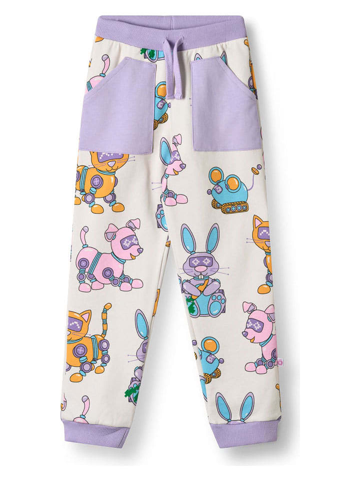 Småfolk Spodnie dresowe w kolorze biało-fioletowym rozmiar: 122/128