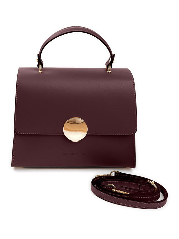 Lia Biassoni Skórzana torebka "Ensa" w kolorze bordowym - 26 x 22 x 12 cm rozmiar: onesize