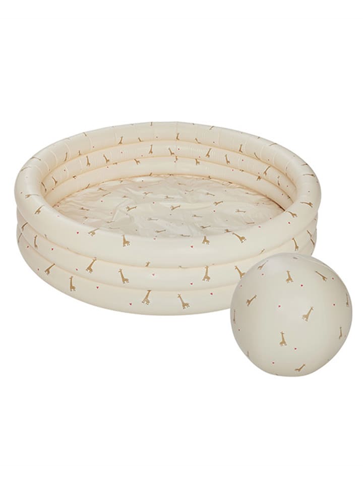 OYOY mini Brodzik "Giraffe" w kolorze beżowym z piłką - wys. 26 cm x Ø 85 cm - 3+ rozmiar: onesize