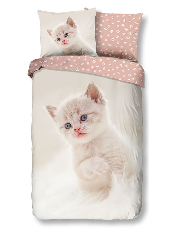 Good Morning Komplet pościeli "Catty" w kolorze kremowo-jasnoróżowym rozmiar: 140x220 cm