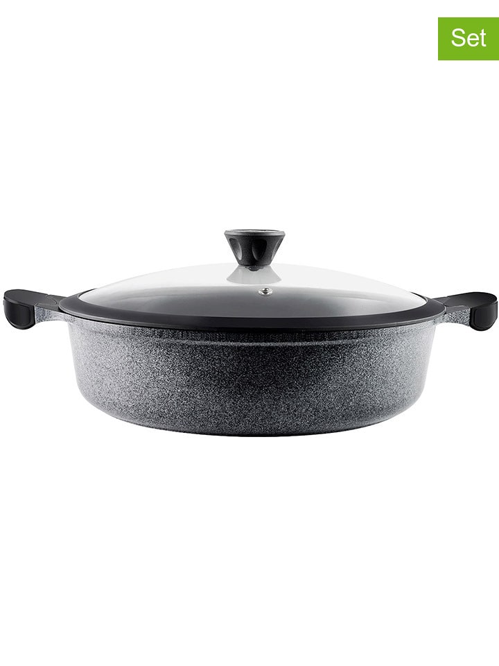 Laguiole 2-częściowy zestaw "Charbon" w kolorze szarym - Ø 32 cm rozmiar: onesize