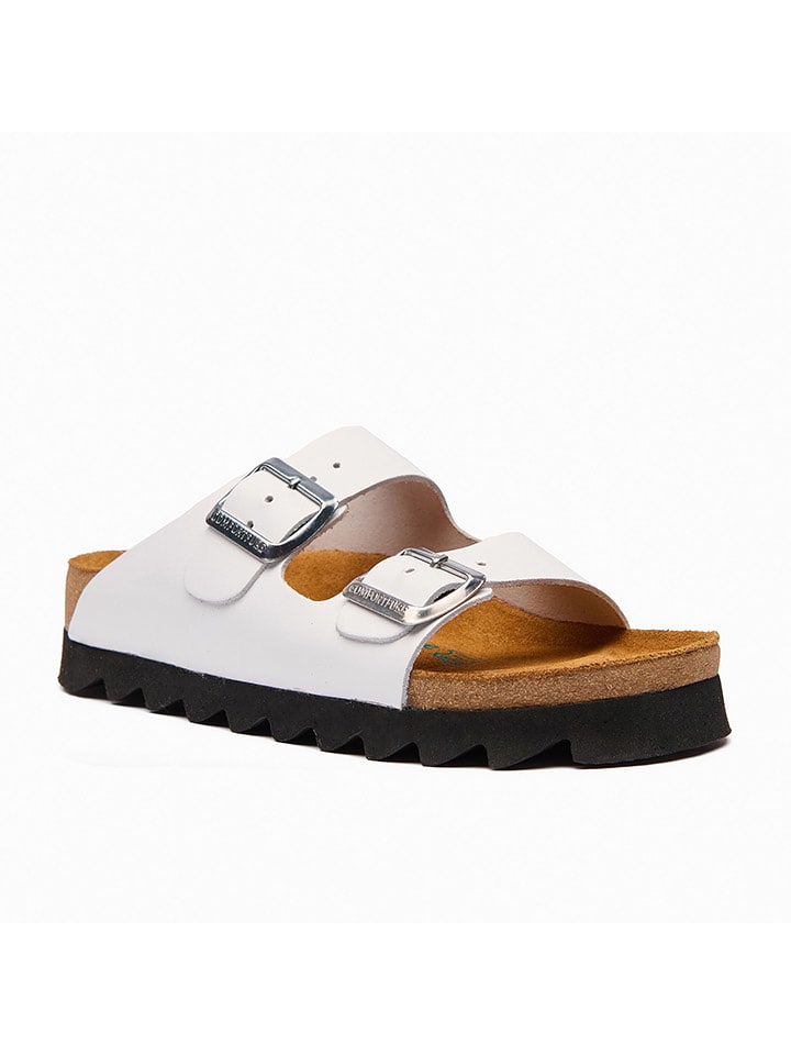 Comfortfusse Skórzane klapki "Troy" w kolorze białym rozmiar: 39