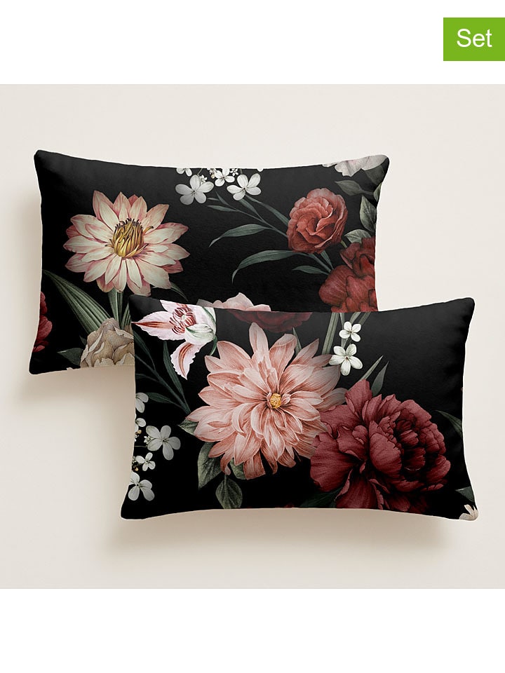 Pierre Cardin Perkalowe poszewki (2 szt.) w kolorze czarno-jasnoróżowym na poduszkę rozmiar: 50x80 cm