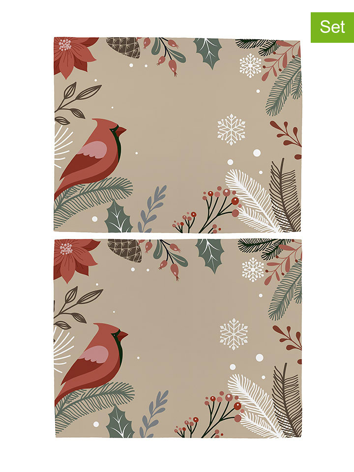 Butter Kings Podkładki (2 szt.) "Frosted branches" w kolorze beżowym ze wzorem - 35 x 45 cm rozmiar: onesize