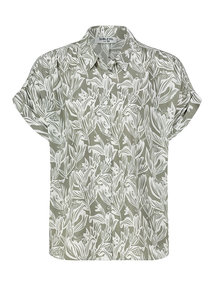 Sublevel Bluzka w kolorze oliwkowo-białym rozmiar: XL