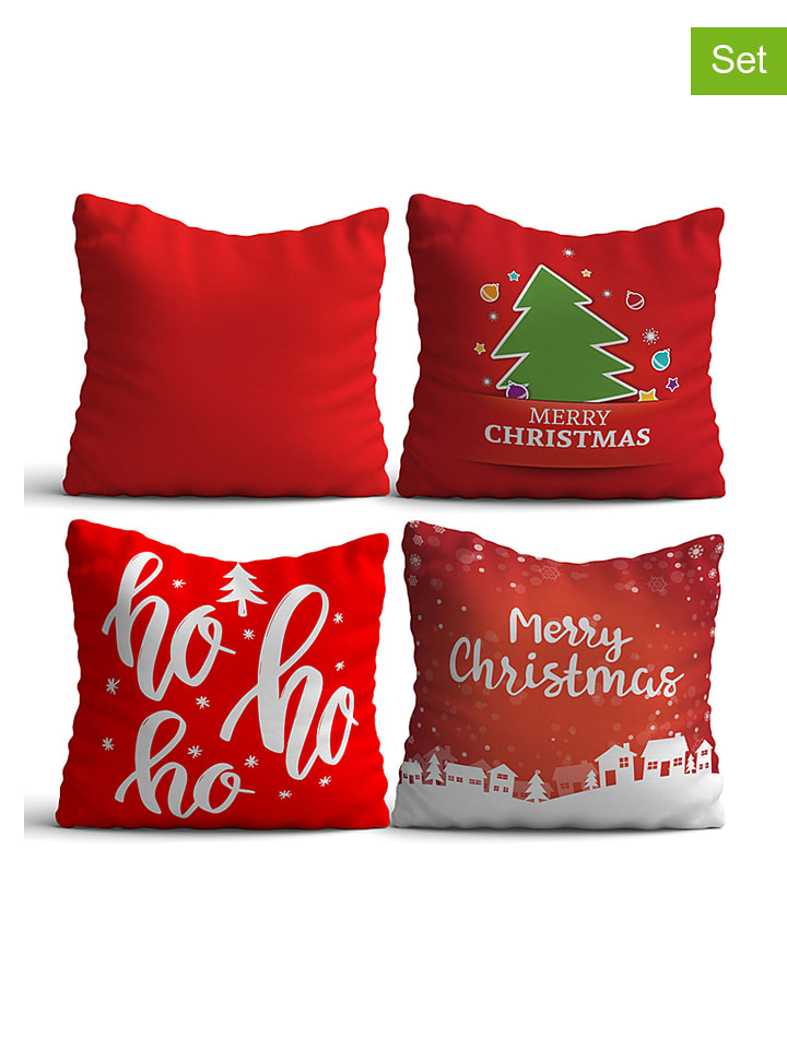 Colorful Cotton Poduszki (4 szt.) w kolorze czerwonym rozmiar: 43x43 cm