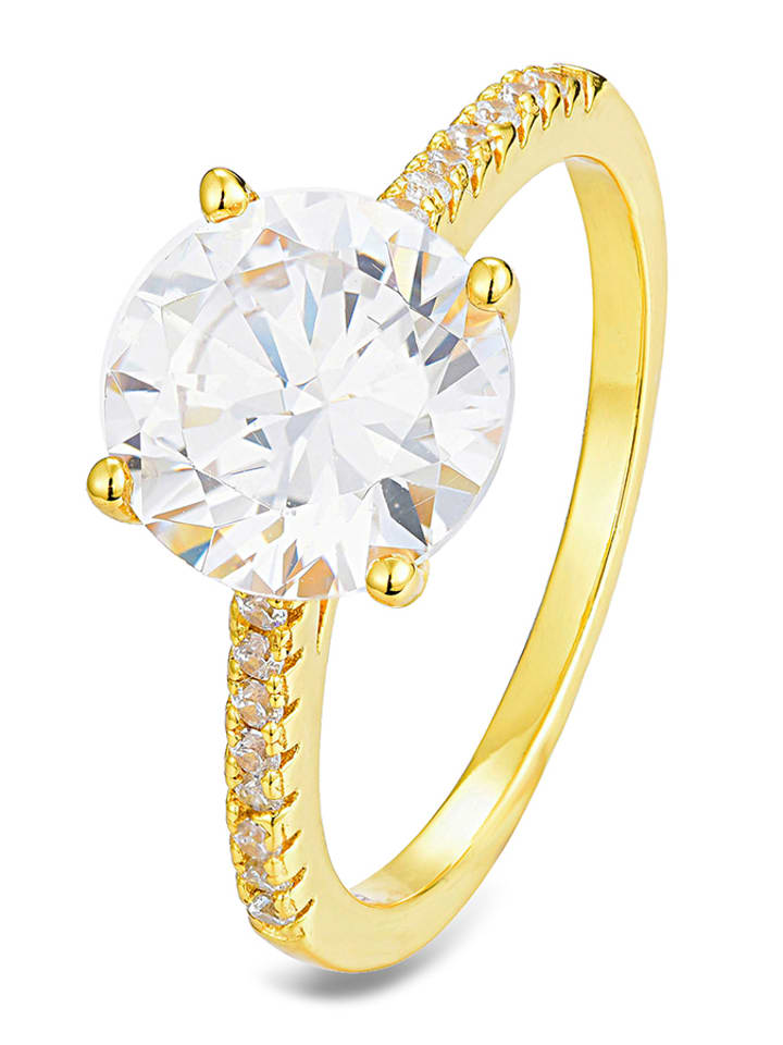 DI GIORGIO Pozłacany pierścionek z cyrkoniami rozmiar: 60