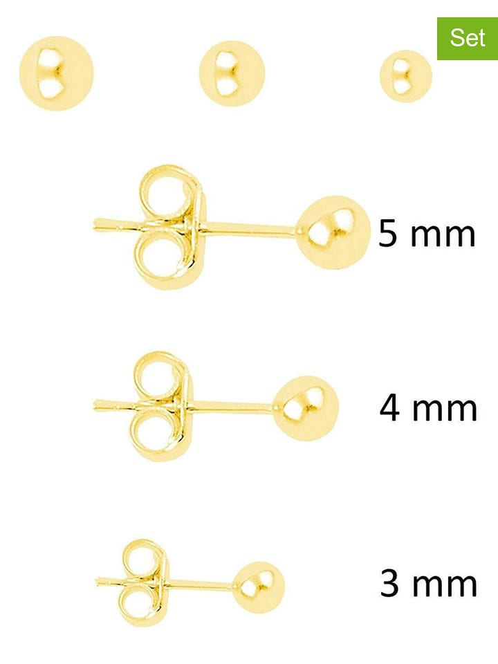 Miu Silver Pozłacane kolczyki-wkrętki (3 szt.) rozmiar: onesize