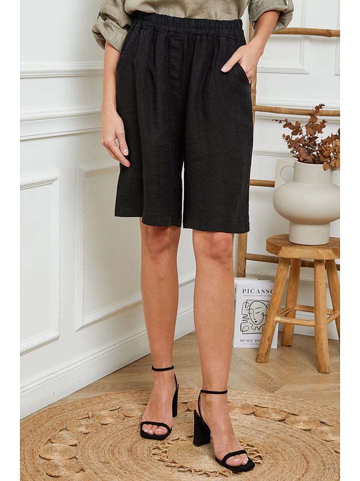 Joséfine Lniane bermudy w kolorze czarnym rozmiar: S
