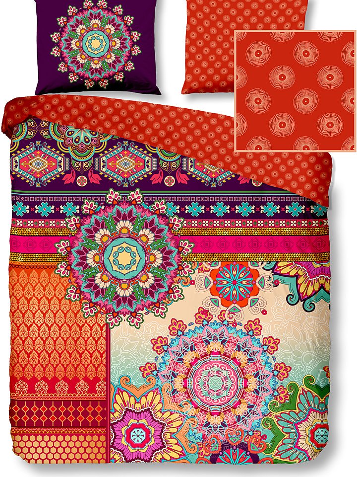 Hip Komplet pościeli satynowej "Sherhia" w kolorze pomarańczowym ze wzorem rozmiar: 140x220 cm