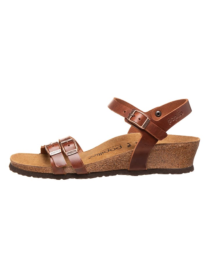 Papillio Skórzane sandały "Lana" w kolorze brązowym na koturnie rozmiar: 41