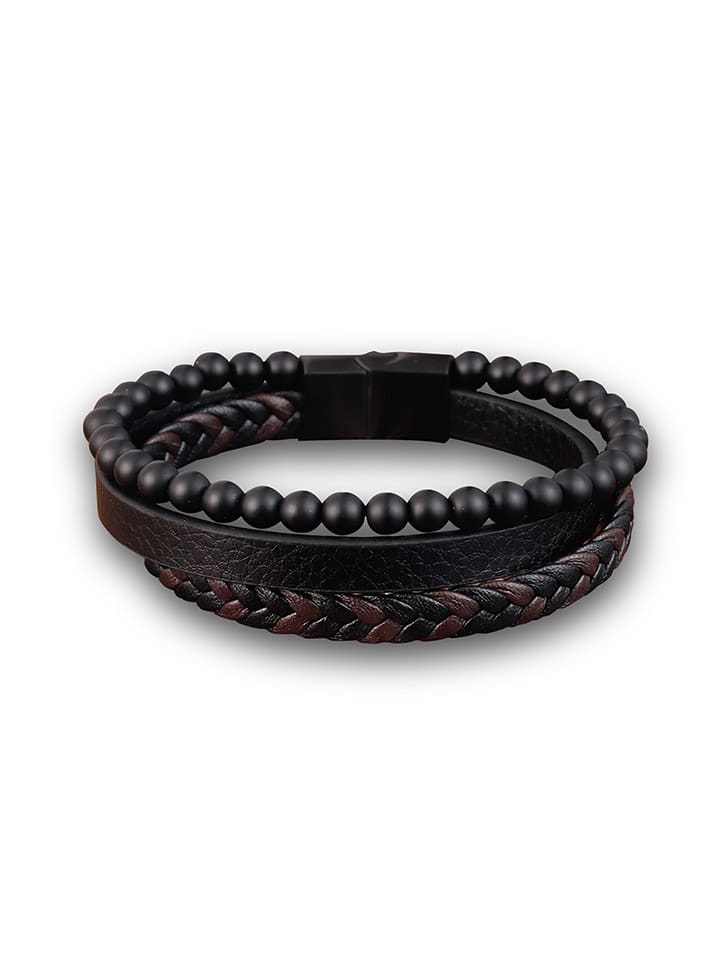 Uomo Skórzana bransoletka w kolorze czarno-brązowym rozmiar: onesize