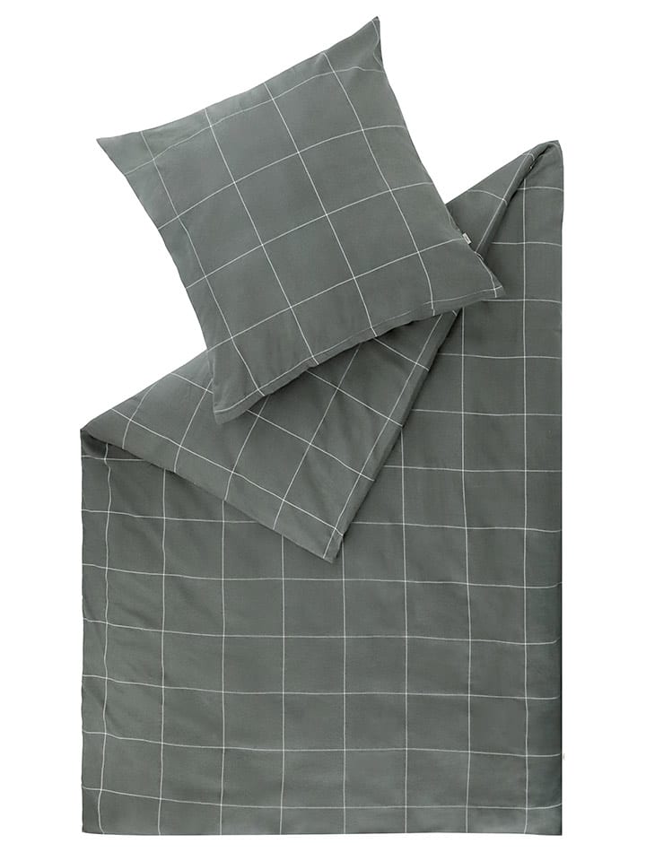 ESPRIT Komplet pościeli flanelowej "Check" w kolorze szarym rozmiar: 200x200 cm