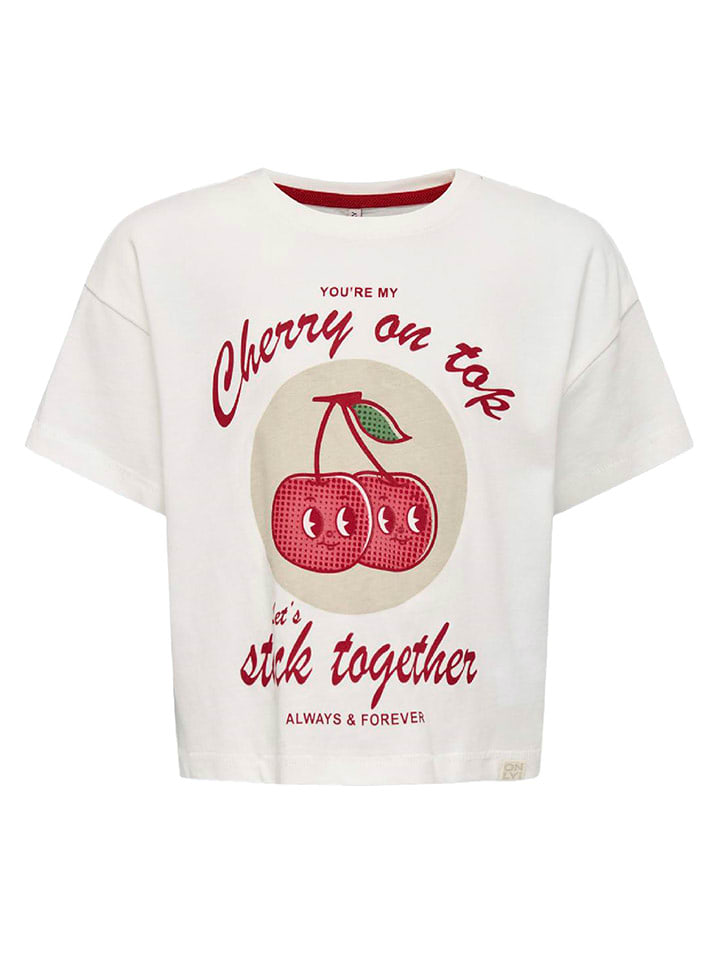 KIDS ONLY Koszulka "Charlotte" w kolorze biało-czerwonym rozmiar: 122/128