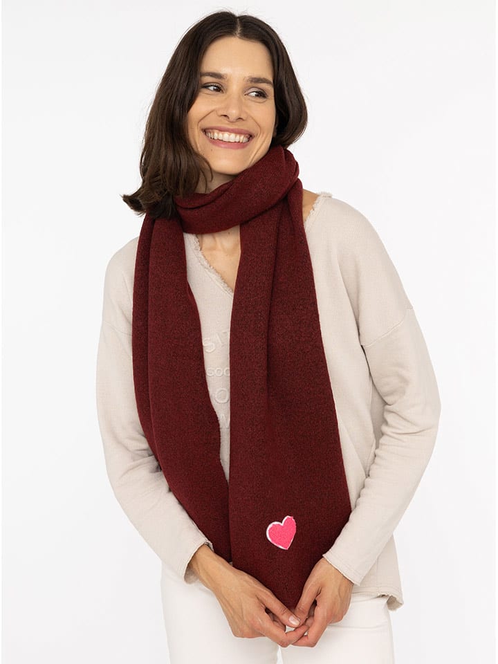Zwillingsherz Szal "Heart" w kolorze bordowym - 35 x 48 cm rozmiar: onesize