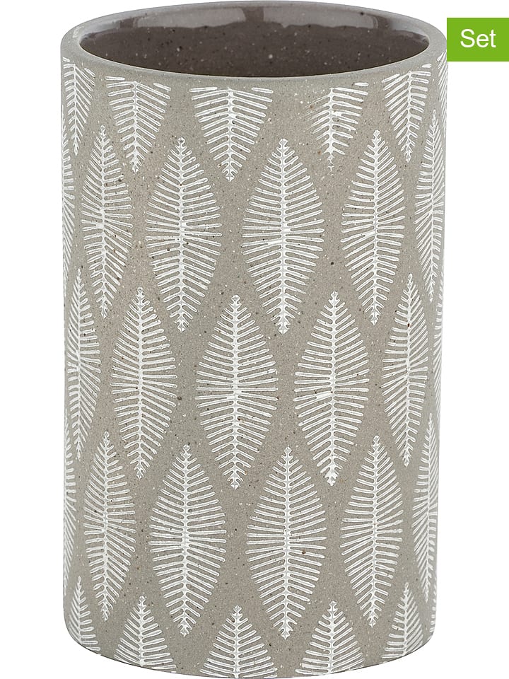 Wenko Kubki łazienkowe (2 szt.) "Tupian" w kolorze szarym - 7 x 12 x 7 cm rozmiar: onesize