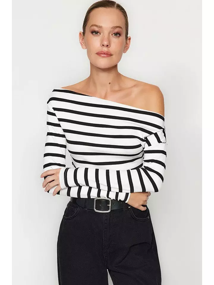 trendyol Koszulka w kolorze biało-czarnym rozmiar: S