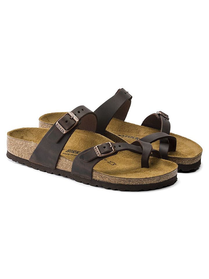 Birkenstock Skórzane japonki "Mayari" w kolorze ciemnobrązowym rozmiar: 36