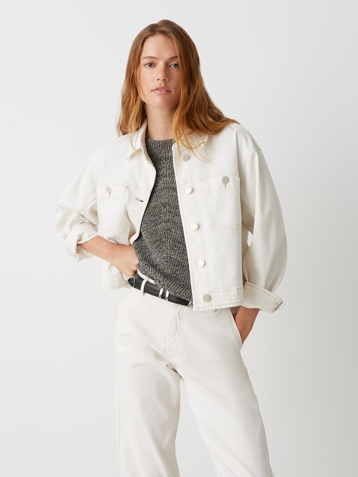 OPUS Kurtka dżinsowa w kolorze kremowym rozmiar: 40