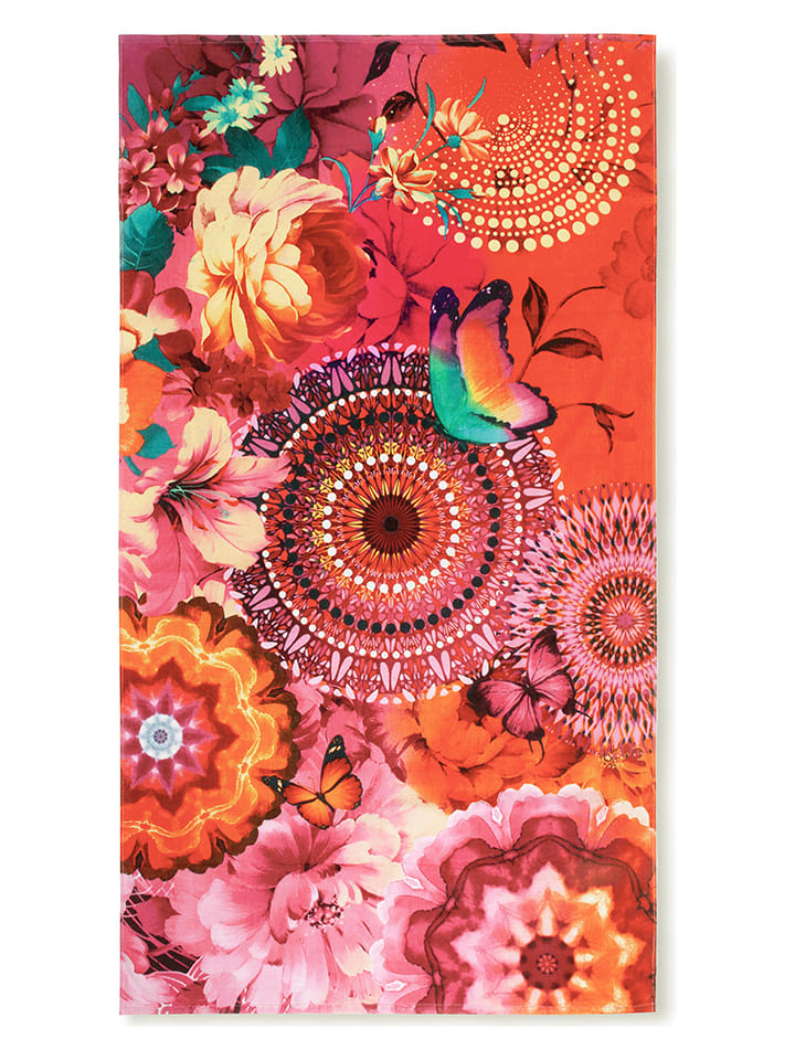 Hip Ręcznik plażowy "Ziva" w kolorze pomarańczowo-jasnoróżowym rozmiar: 100x180 cm