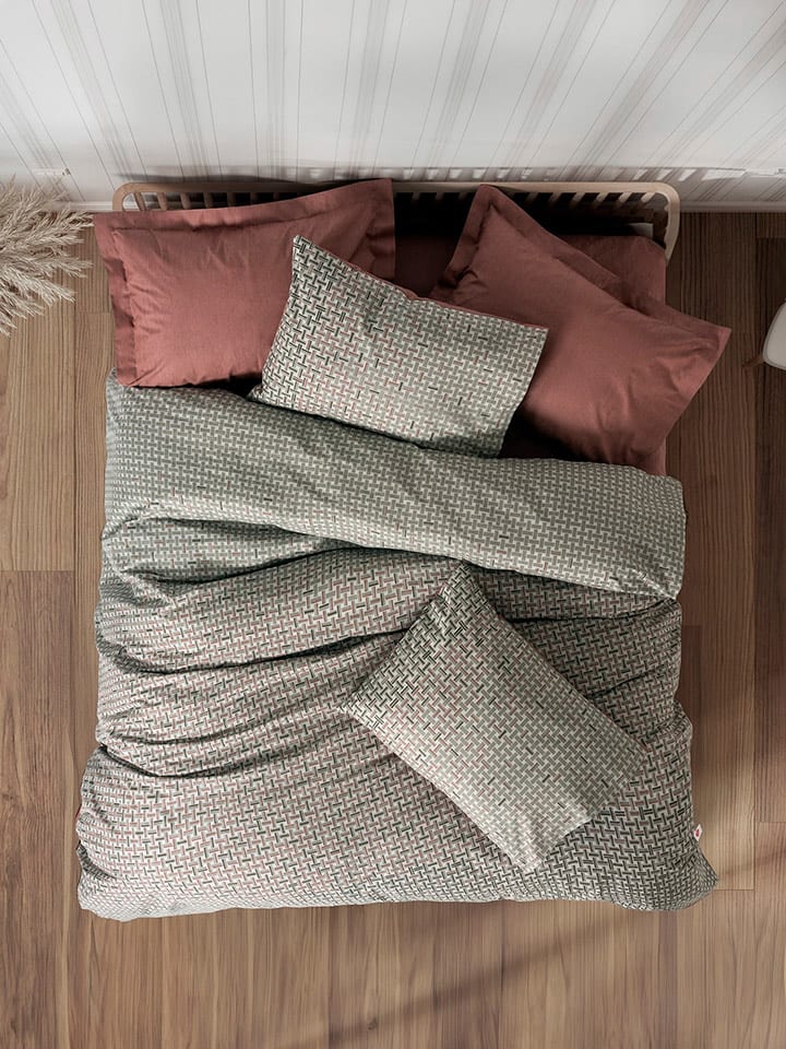 Colourful Cotton Komplet pościeli renforcé "Mote" w kolorze oliwkowo-czerwonym rozmiar: 135x200 cm