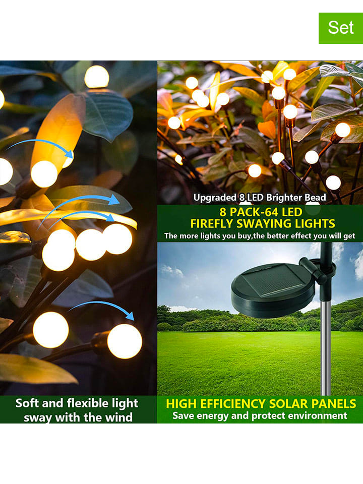 lumisky Lampy solarne LED (4 szt.) w kolorze czarnym - wys. 73 cm rozmiar: onesize
