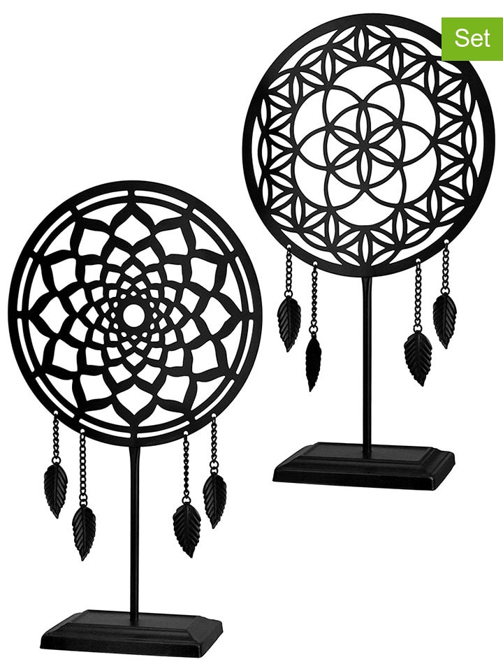 GILDE Dekoracje (2 szt.) "Ornament" w kolorze czarnym - 25 x 44 cm rozmiar: onesize