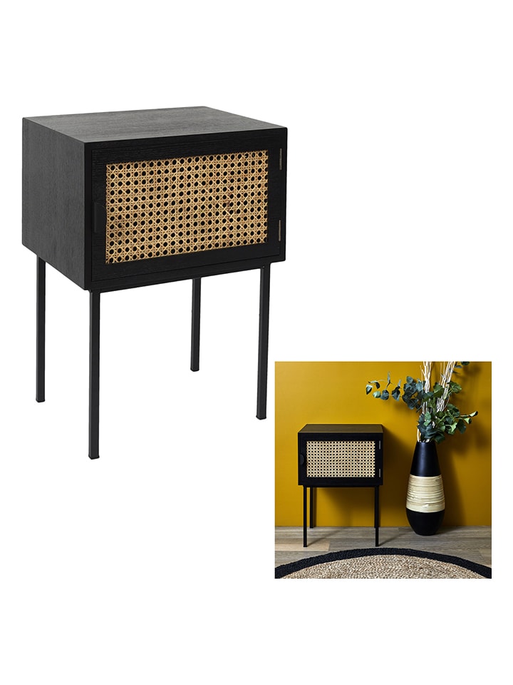 Ethnical Life Stolik nocny w kolorze czarnym - 40 x 55,5 x 30 cm rozmiar: onesize