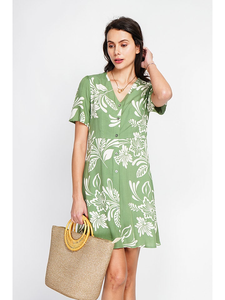 ASSUILI Sukienka w kolorze biało-zielonym rozmiar: 36