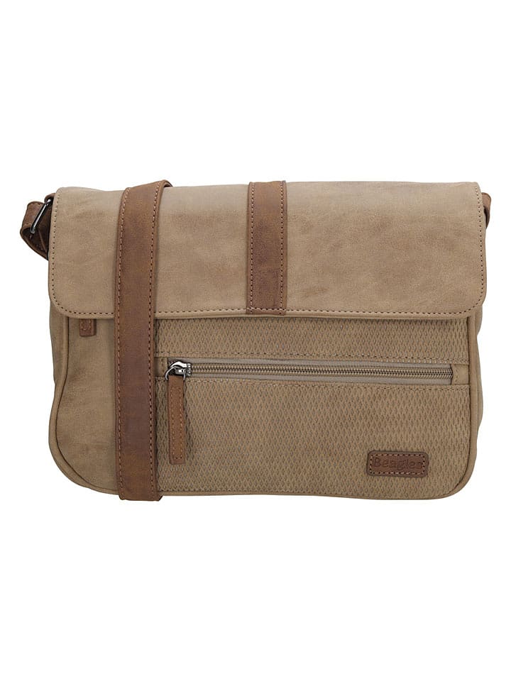 Beagles Skórzana torebka "Brunete" w kolorze beżowym - 27 x 23 x 7 cm rozmiar: onesize