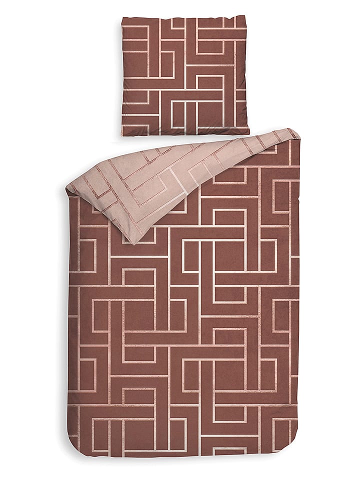 HNL Komplet pościeli twillowej "Roja" w kolorze brązowym rozmiar: 155x220 cm