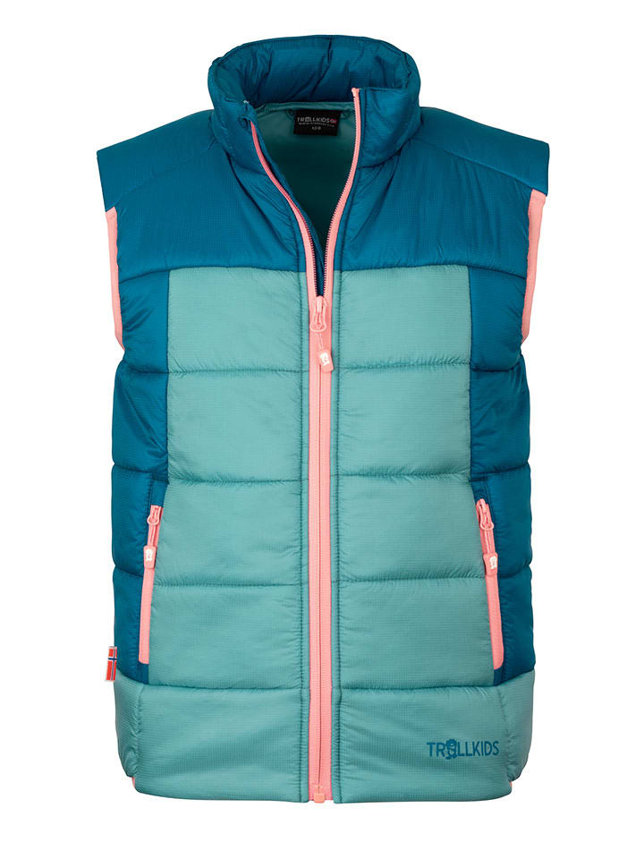 Trollkids Kamizelka pikowana "Hardanger" w kolorze błękitno-jasnoróżowo-niebieskim rozmiar: 164