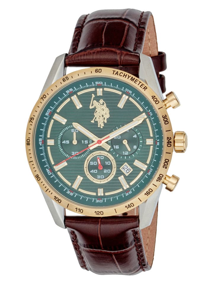 U.S. Polo Assn. Chronograf w kolorze złoto-brązowo-zielonym rozmiar: onesize