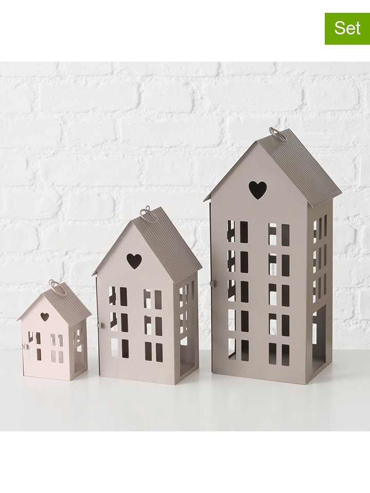 Boltze Lampiony (3 szt.) " Alamo" w kolorze beżowo-szaro-jasnobrązowym rozmiar: onesize