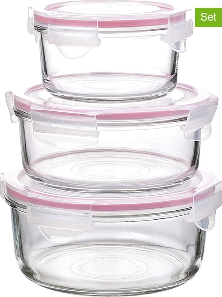 Glasslock Pojemniki (3 szt.) "Classic Type" w kolorze różowym rozmiar: onesize