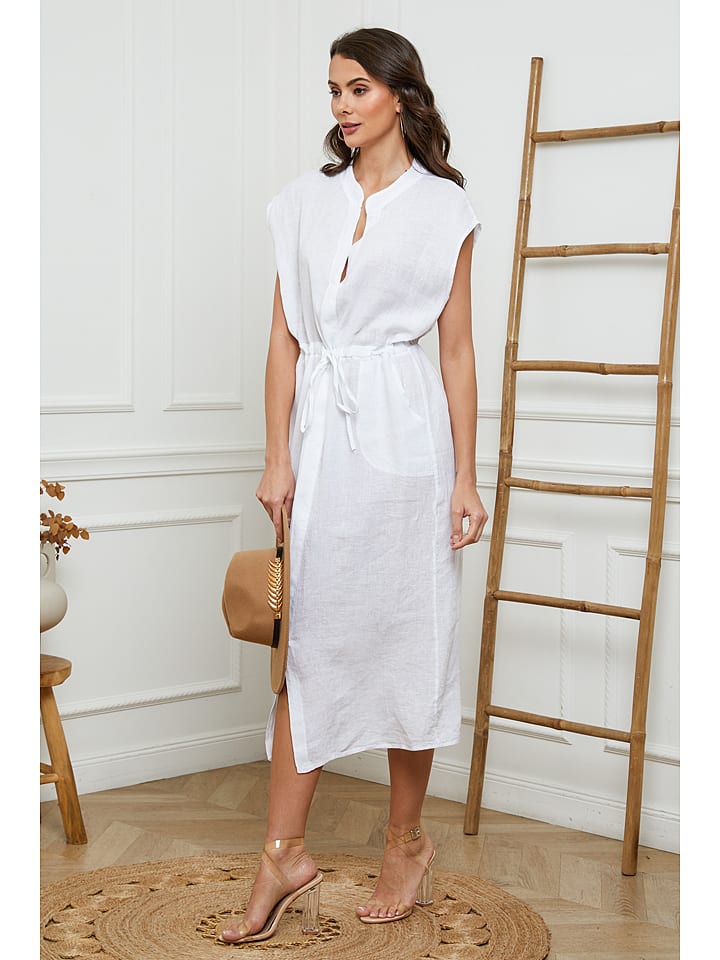Joséfine Lniana sukienka w kolorze białym rozmiar: XXL