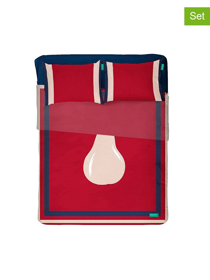 Benetton 4-częściowy zestaw w kolorze granatowo-czerwonym rozmiar: 240x290 cm