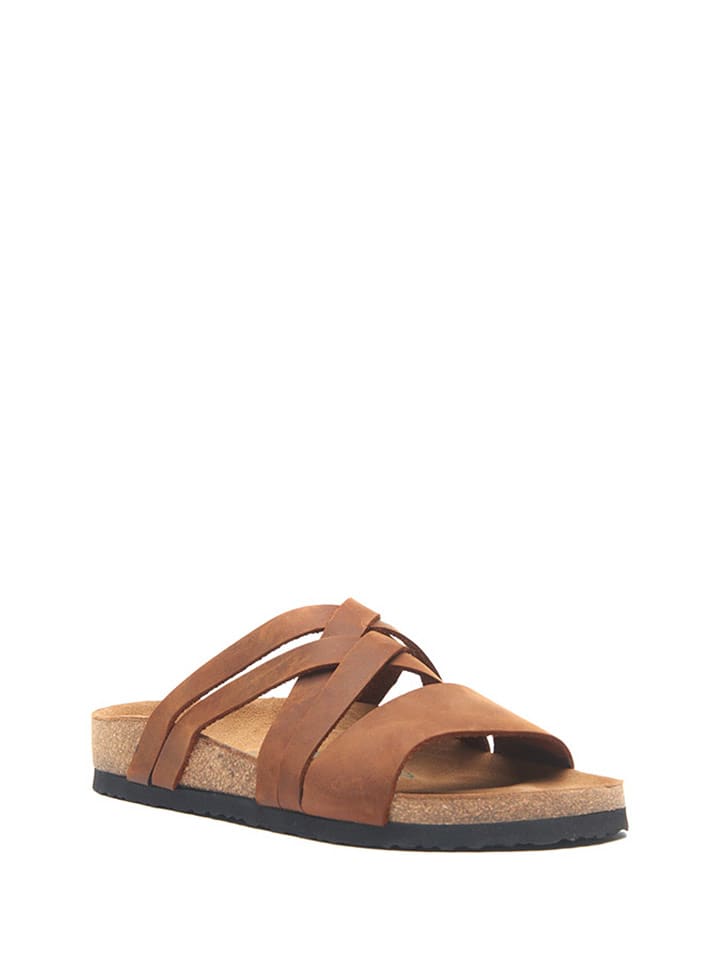 Comfortfusse Skórzane klapki w kolorze brązowym rozmiar: 40