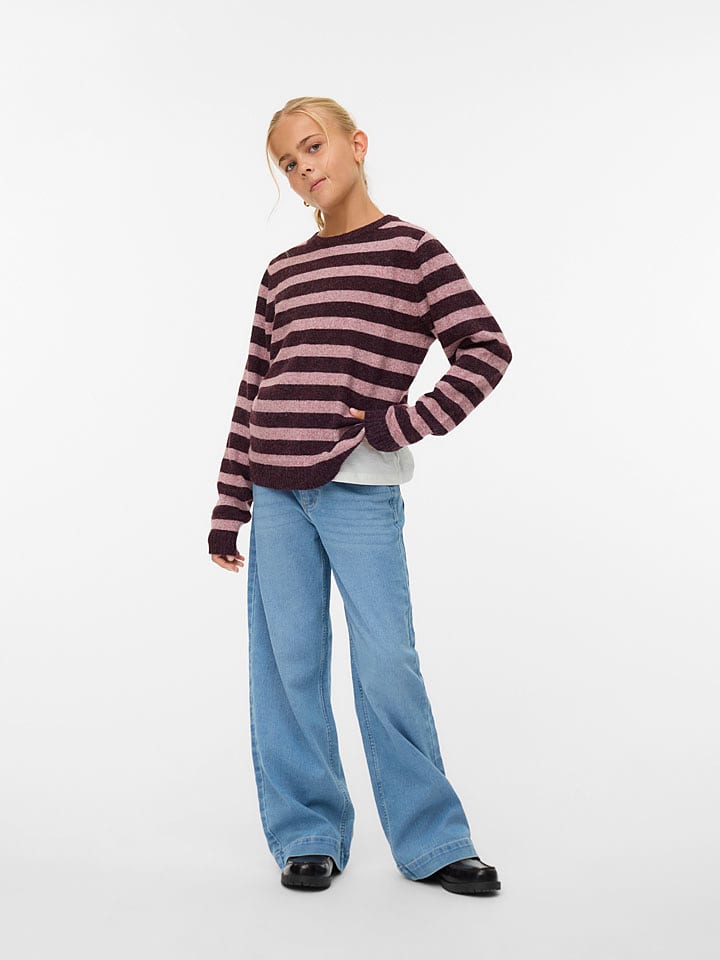 Vero Moda Girl Sweter "Doffy" w kolorze brązowo-jasnoróżowym rozmiar: 146/152