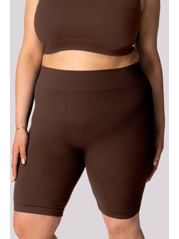 Spaio Szorty sportowe "Ribbed" w kolorze brązowym rozmiar: XXL