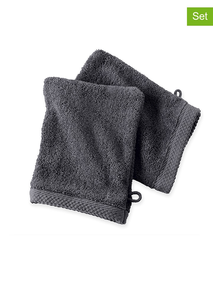 Soft by Perle de Coton Myjki (2 szt.) "Epo" w kolorze antracytowym rozmiar: 16x21 cm