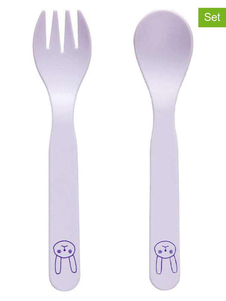 OYOY mini 2-częściowy zestaw sztućców "Pullo" w kolorze fioletowym - wys. 13,5 cm rozmiar: onesize