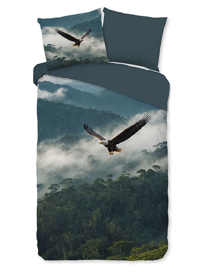 Pure Komplet pościeli "Eagle" w kolorze morskim z mikrofibry rozmiar: 240x220 cm
