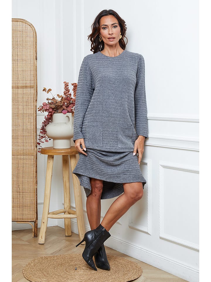 So Cachemire Sukienka dzianinowa "Marwel" w kolorze szarym rozmiar: S