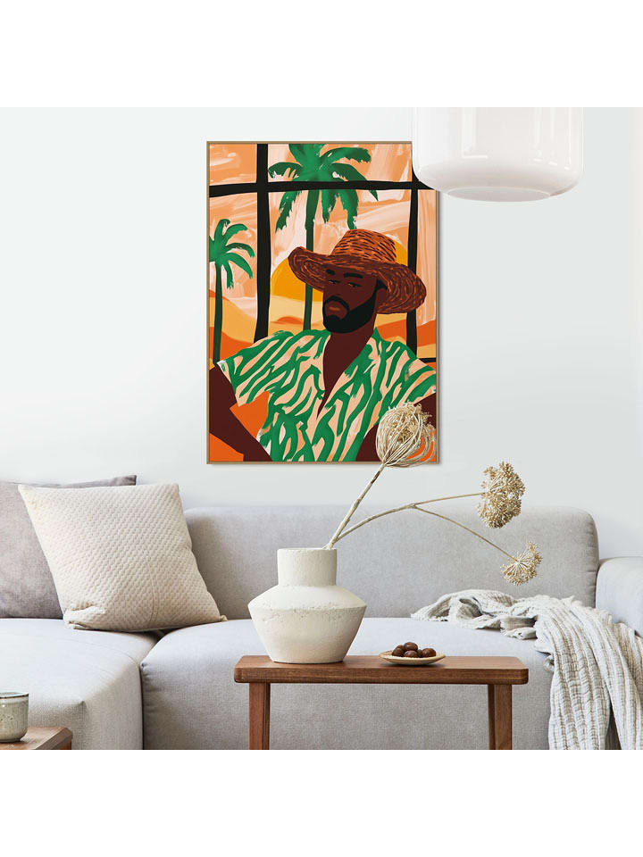 Orangewallz Druk artystyczny "Sunset Man" w ramce rozmiar: 50x70 cm