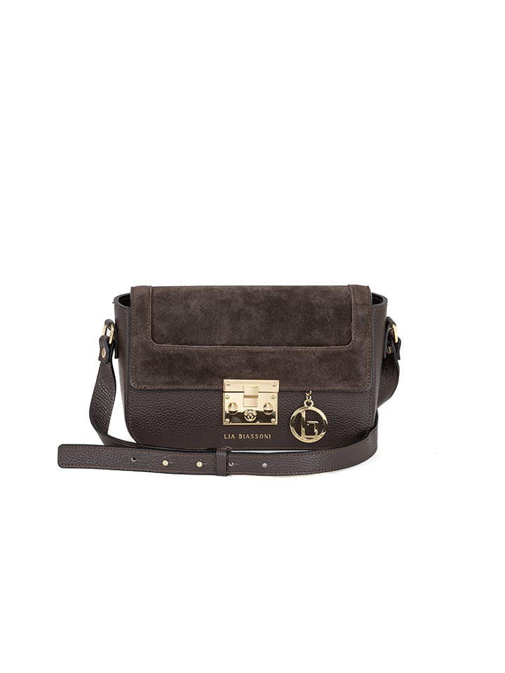 Lia Biassoni Skórzana torebka "Camoscio" w kolorze ciemnobrązowym - 24 x 16 x 7 cm rozmiar: onesize