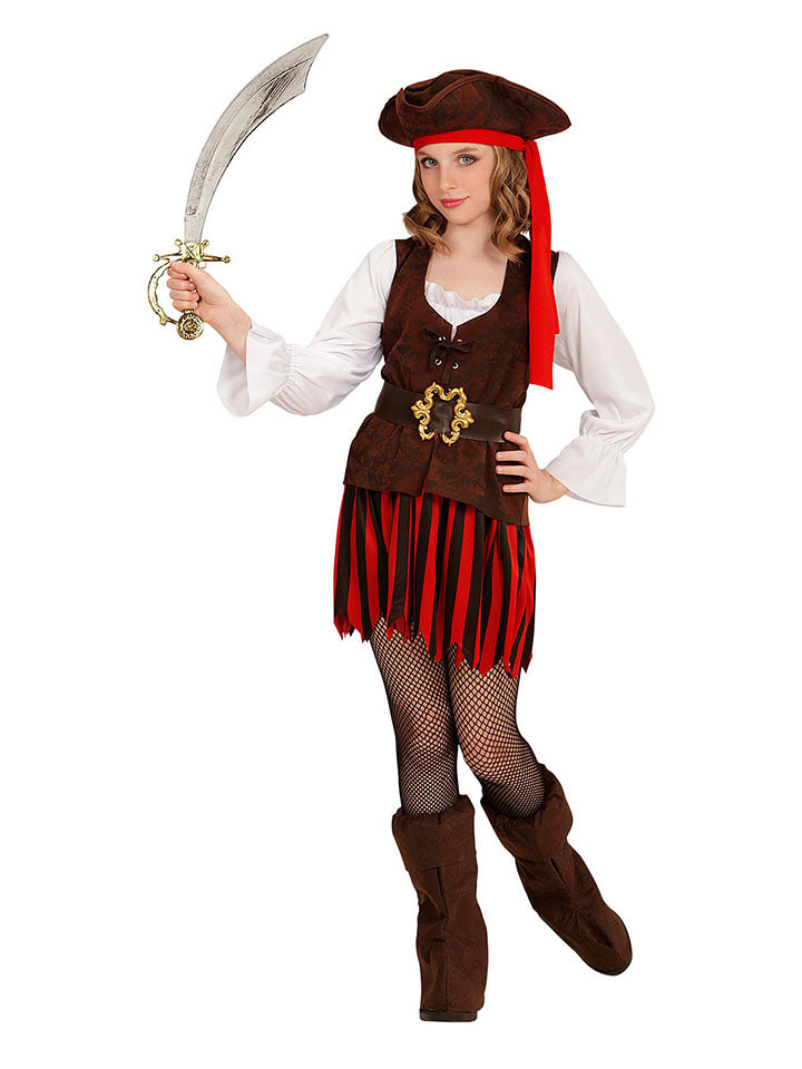 Carnival Party 4-częściowy kostium w kolorze biało-czarno-czerwonym rozmiar: 140