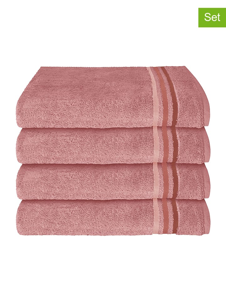 Schiesser Ręczniki (4 szt.) "Skyline" w kolorze jasnoróżowym do rąk rozmiar: 50x100 cm