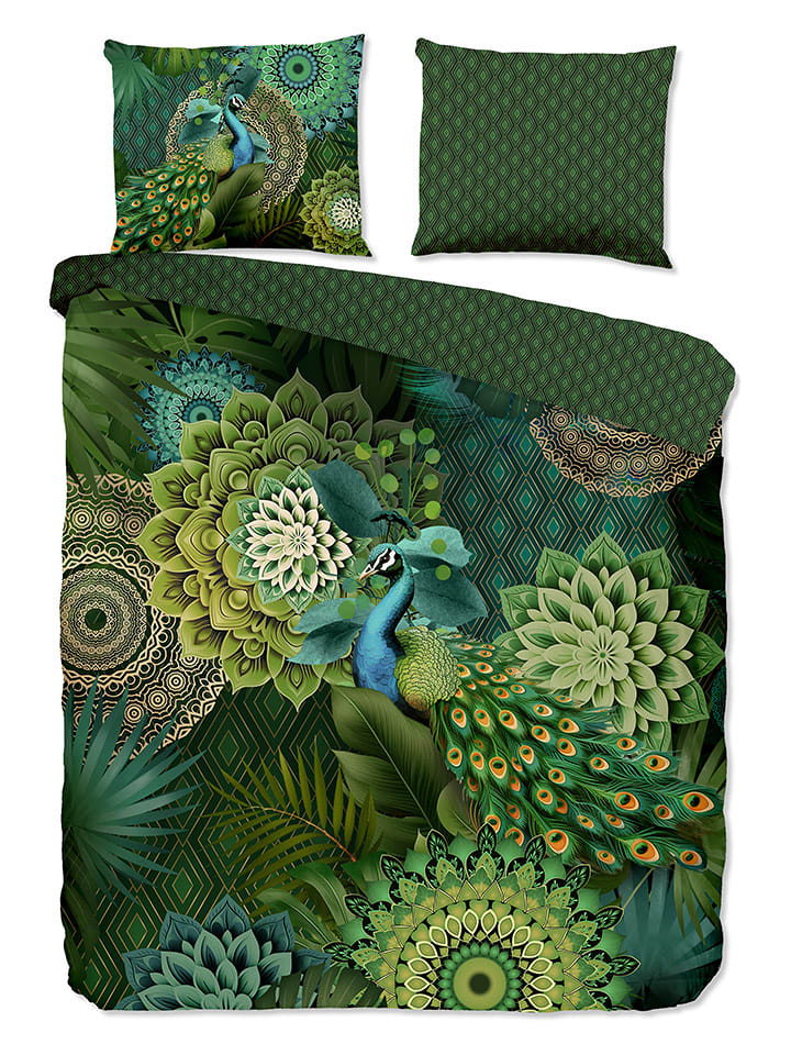 Hip Komplet pościeli satynowej "Agatha" w kolorze zielonym rozmiar: 140x200 cm